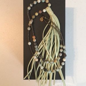 Fabulina Green and Grey Beaded Necklace